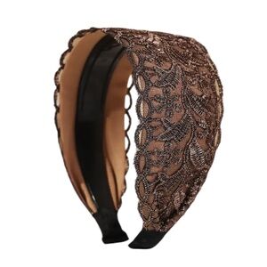 Gold Shimmering Lace Khaki Headband